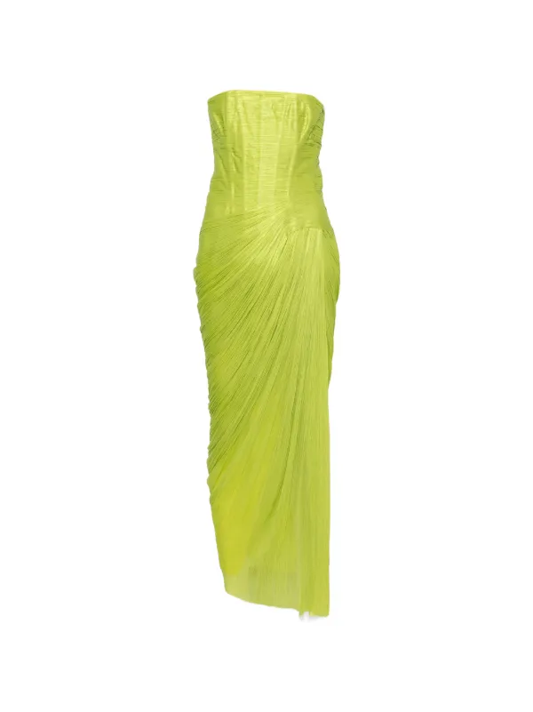 Maria Lucia Hohan Ruby Pleated Strapless Dress - Green