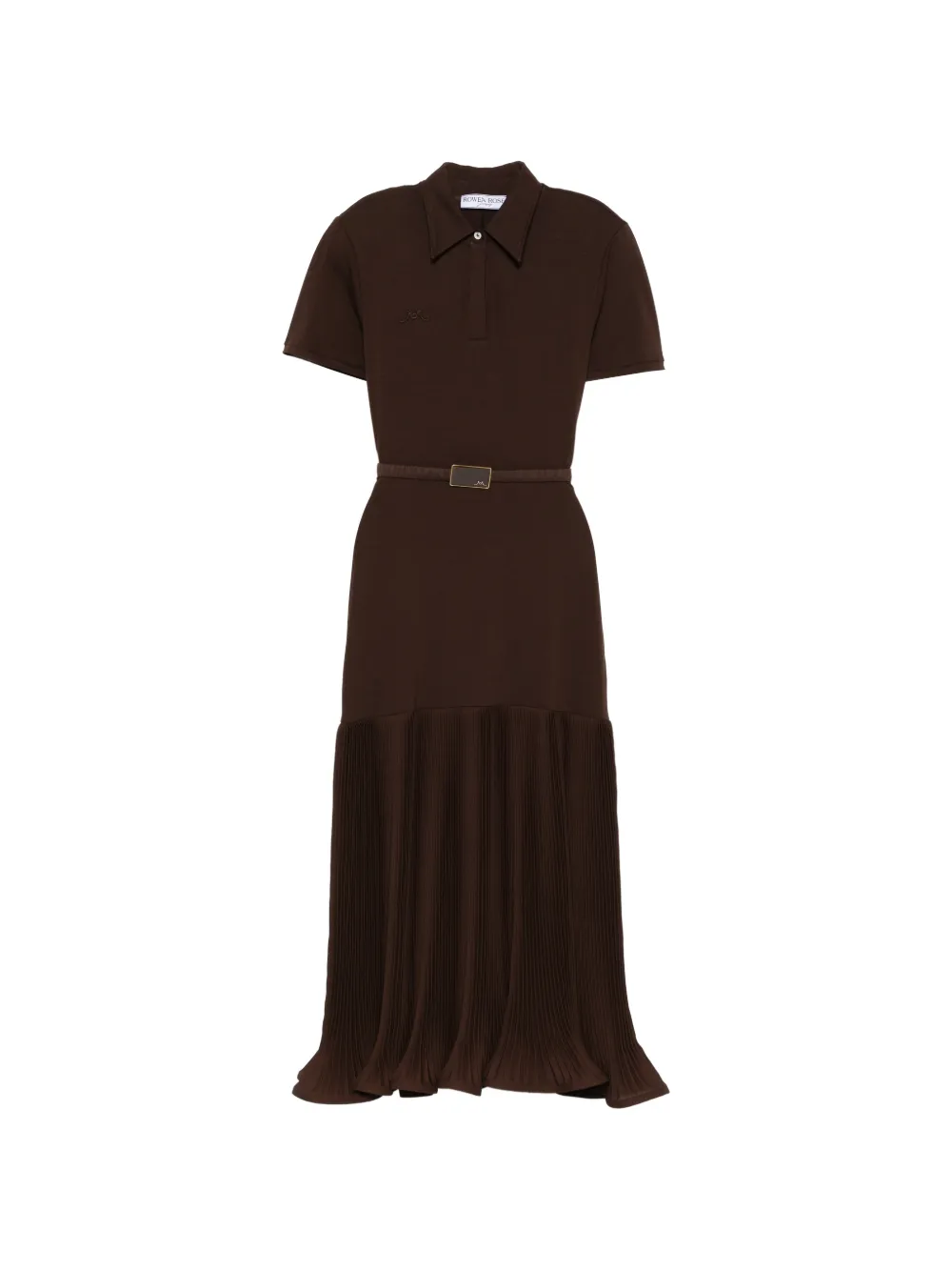 Rowen Rose pleated collared midi dress - Marrone