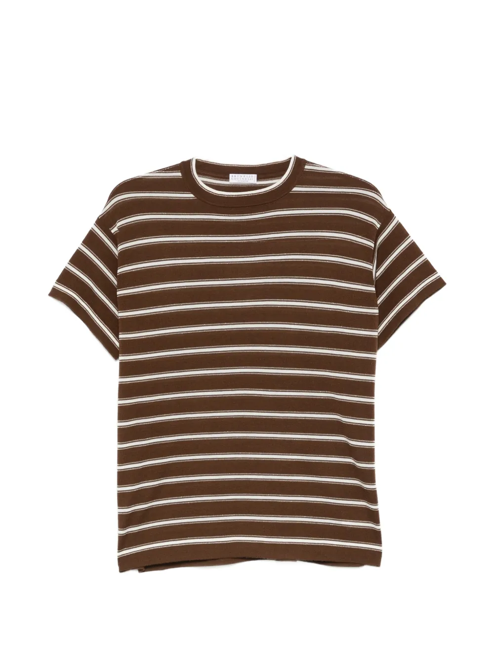 Brunello Cucinelli striped crew neck T-shirt - Marrone