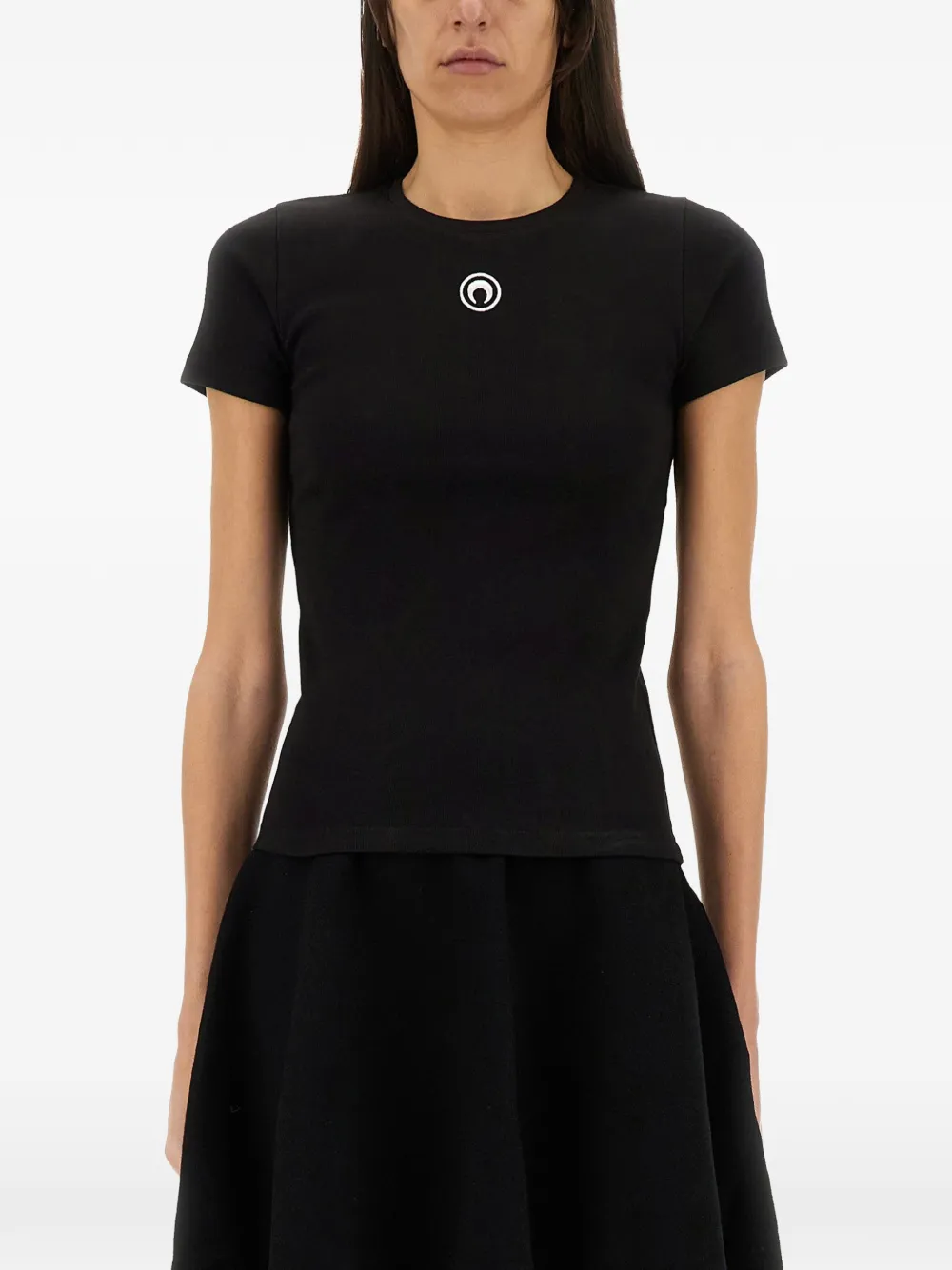 Marine Serre logo-detail T-shirt - Nero