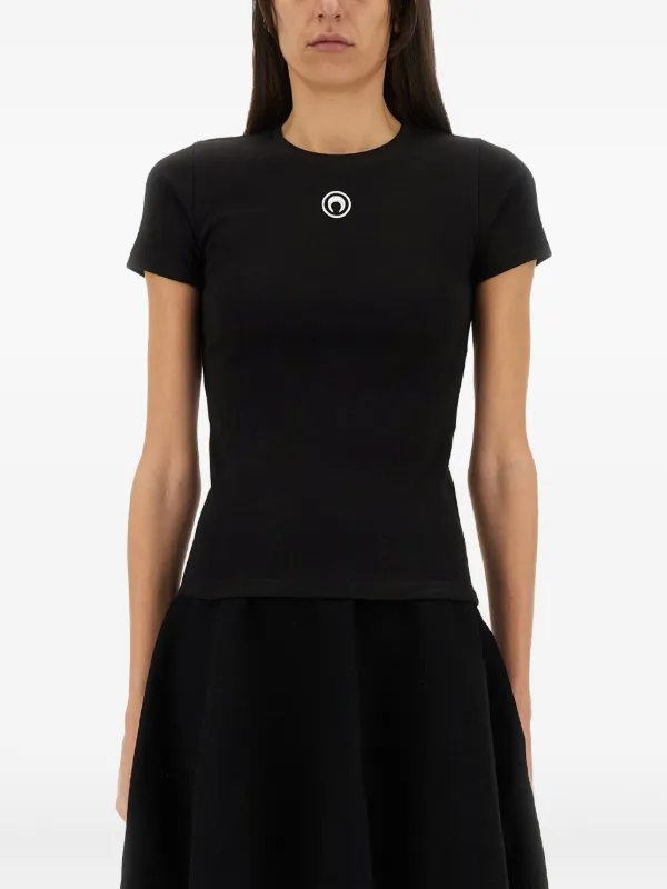 MARINE SERRE 黒 Tシャツ 半袖 MARINE SERRE（マリーンセル） マリーン セル Tシャツ Moon Logo