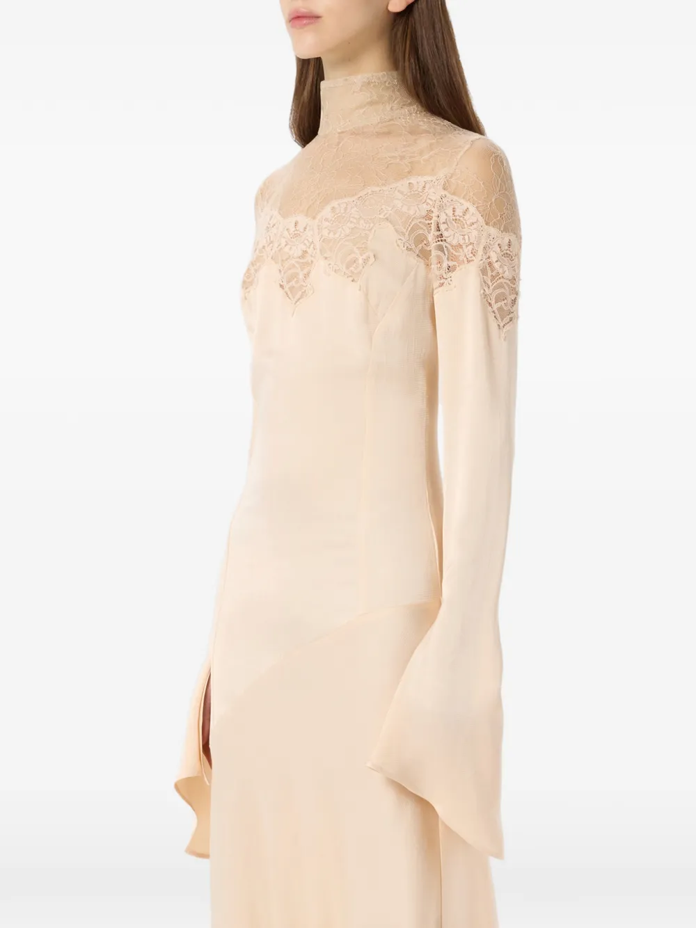 Blumarine Midi-jurk met kant Beige