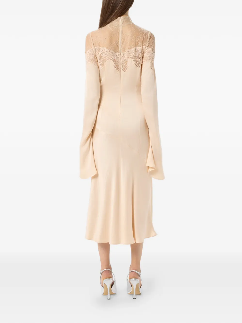 Blumarine Midi-jurk met kant Beige