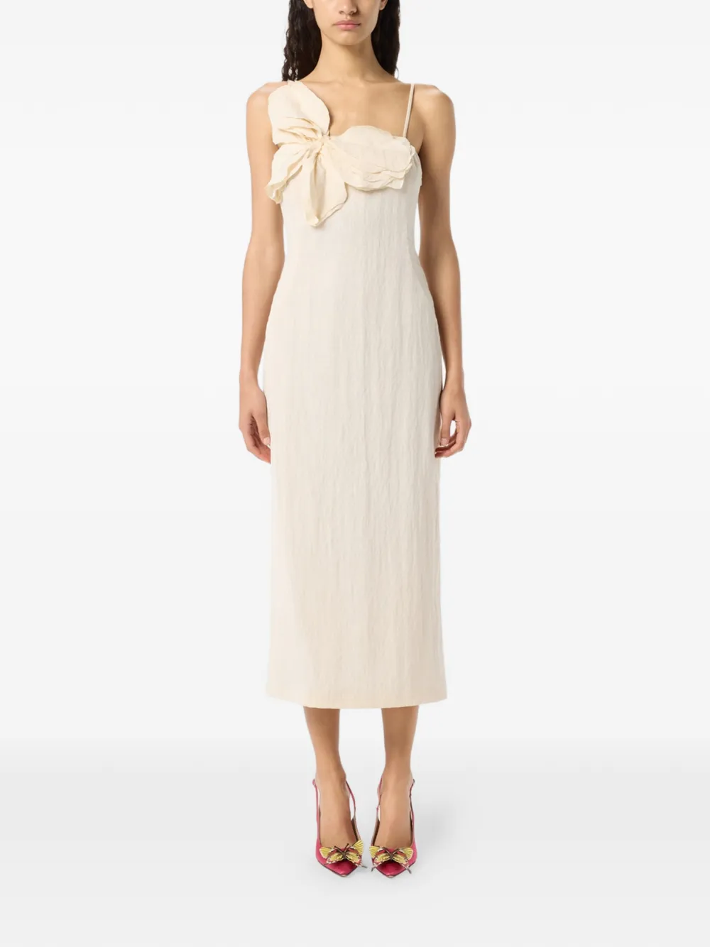 Blumarine Midi-jurk met vlinderdetail Beige