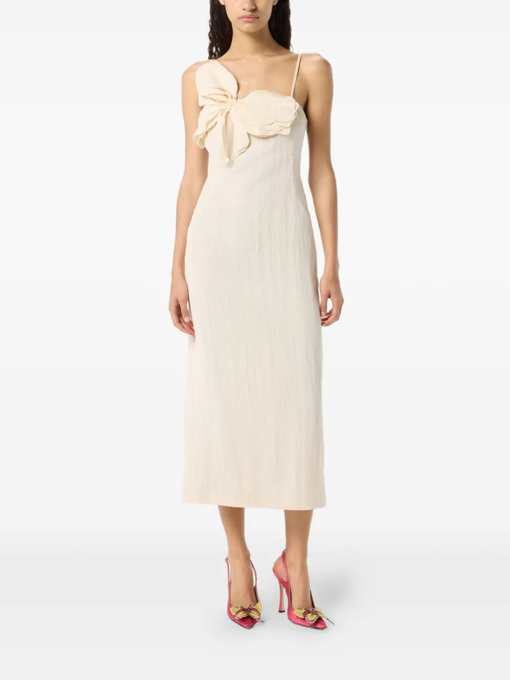 Blumarine Midi-jurk met vlinderdetail Beige