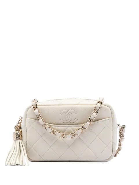 CHANEL Pre-Owned mini sac à bandoulière Coco Camera Case matelassé texture caviar à pompon (2018-2019)