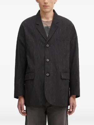 PORTER CLASSIC Pinstripe Bebop Jacket | Black | FARFETCH JO