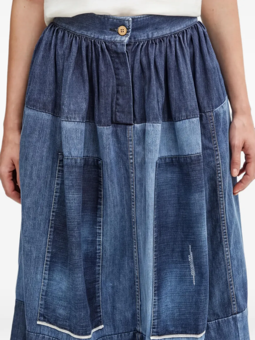 visvim Spijkerrok met patchwork Blauw