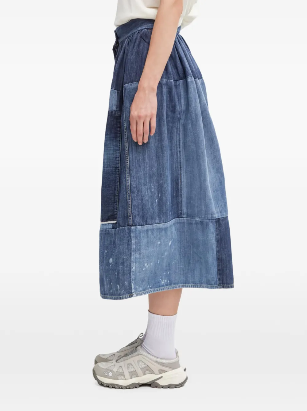 visvim Spijkerrok met patchwork Blauw