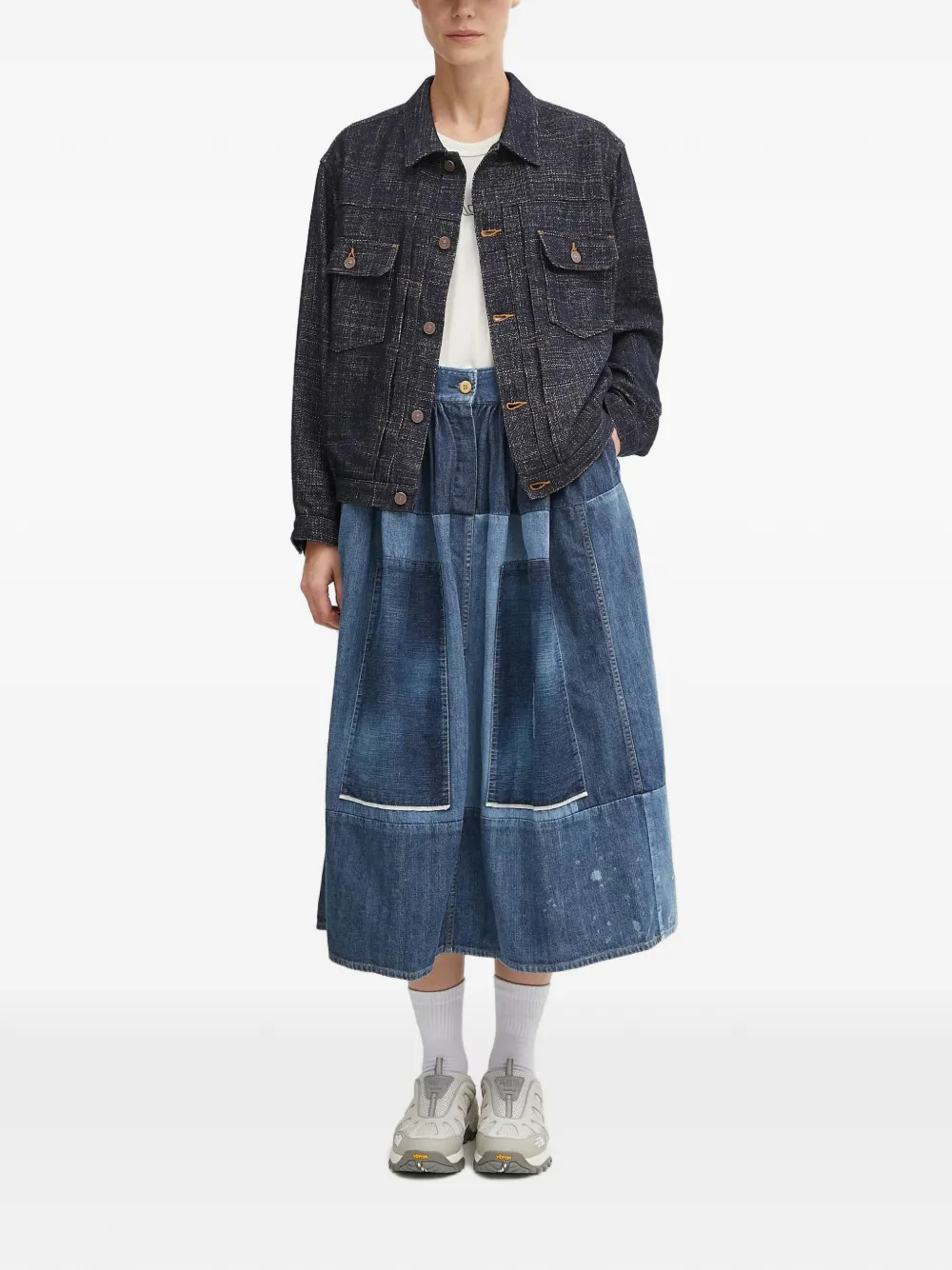 visvim Button-up jack met tweed-effect Blauw