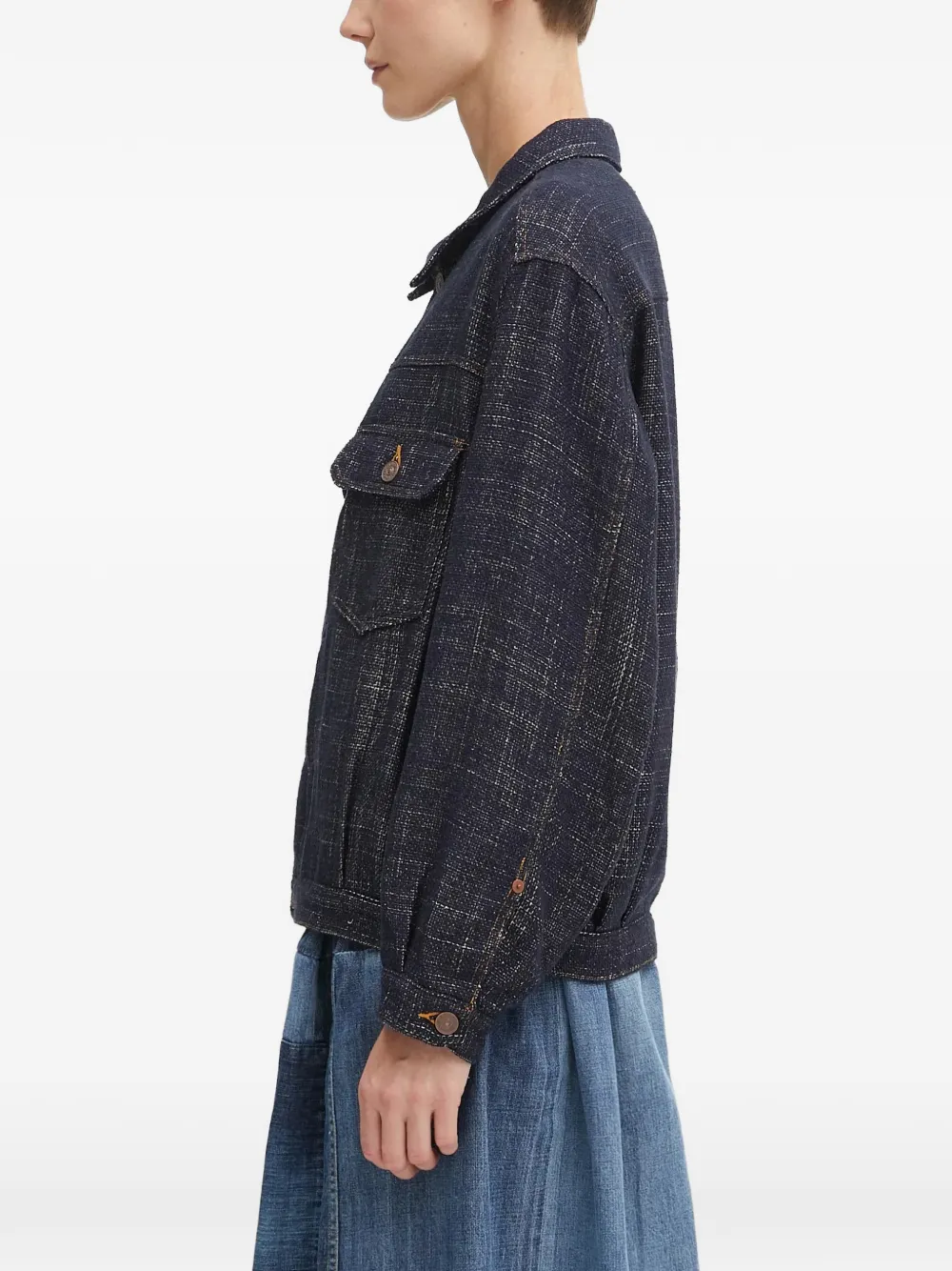 visvim Button-up jack met tweed-effect Blauw