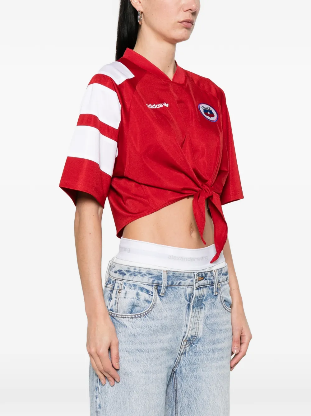 adidas Gestreepte geknoopte jersey Rood
