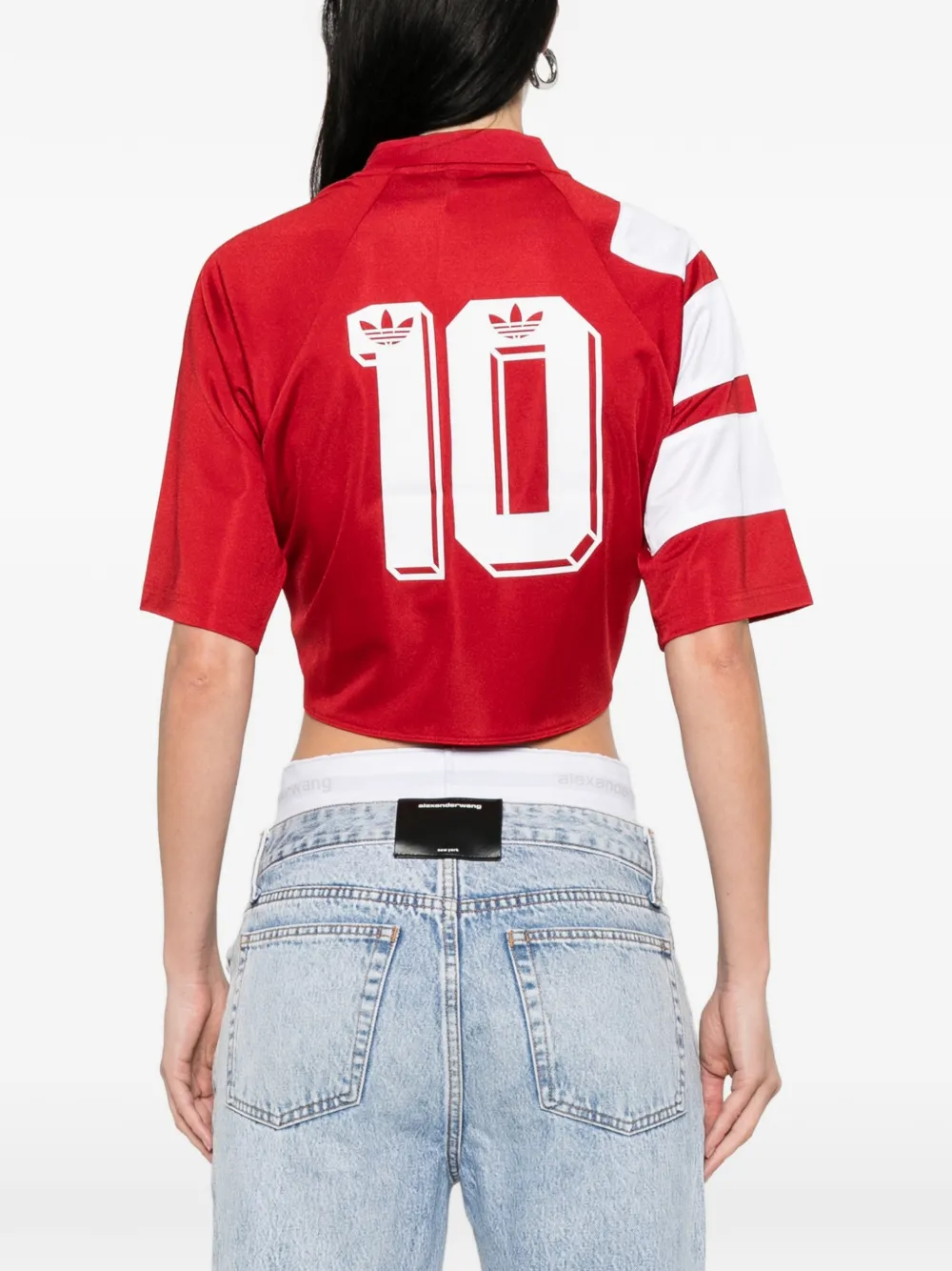 adidas Gestreepte geknoopte jersey Rood
