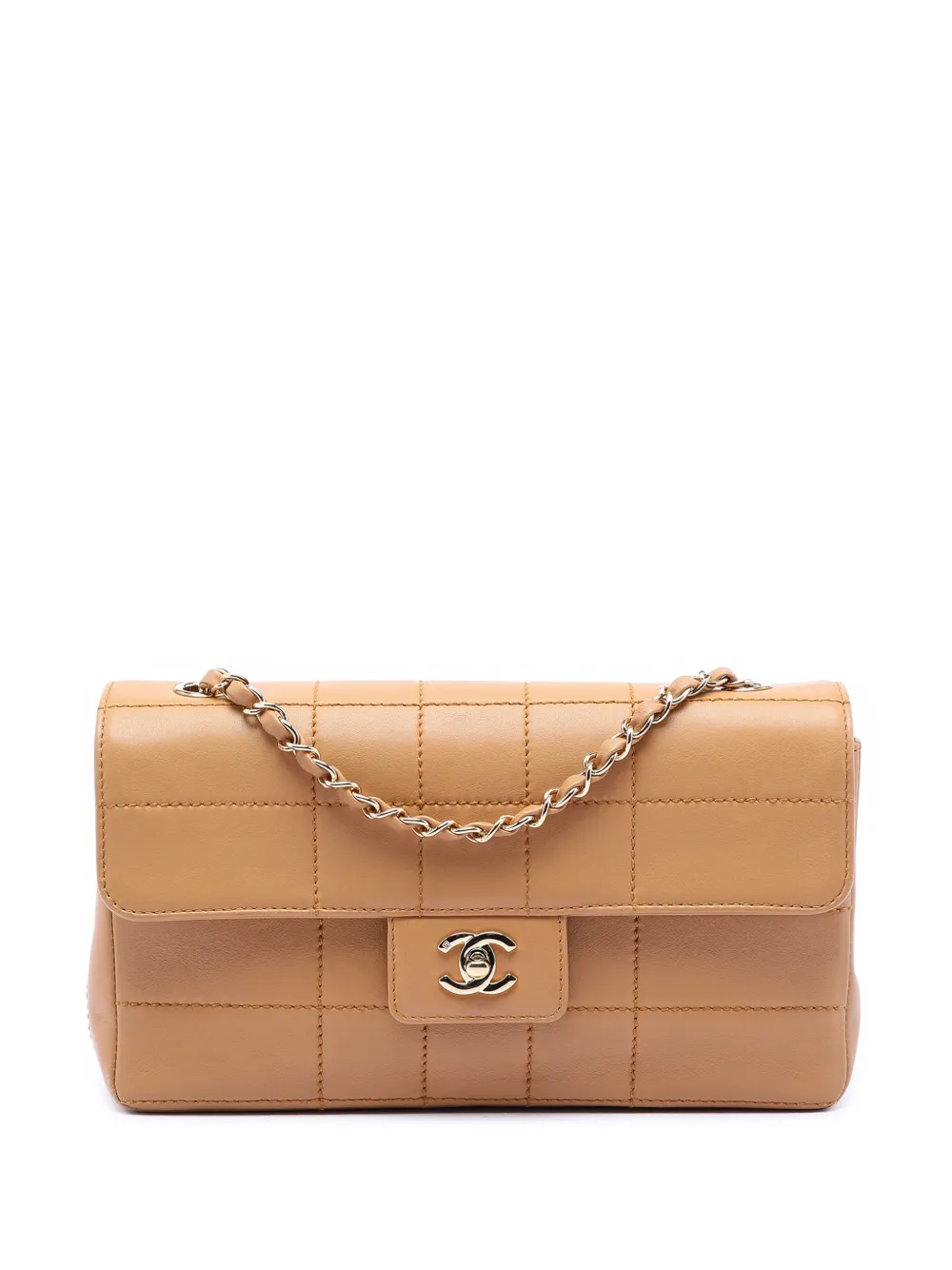 CHANEL Pre-Owned 2002-2003 Chocolate Bar Lambskin East West Flap crossbody bag - Marrone