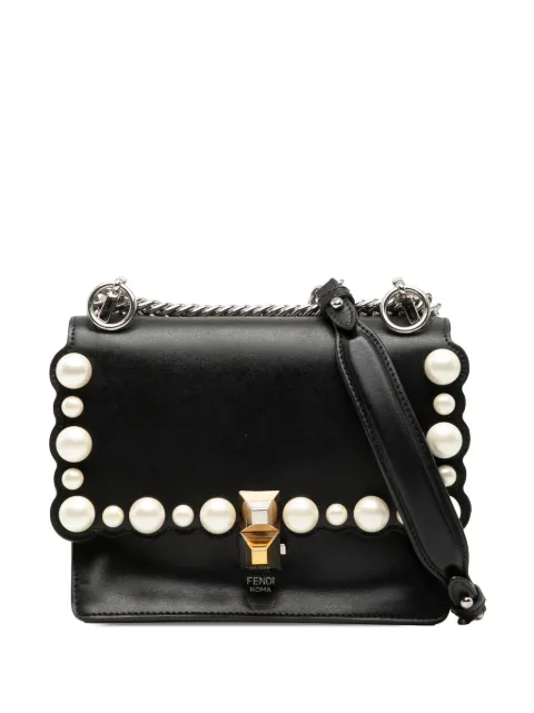 Fendi Pre-Owned 2010-2025 Kan I kleine gewelfde leren crossbodytas met parels