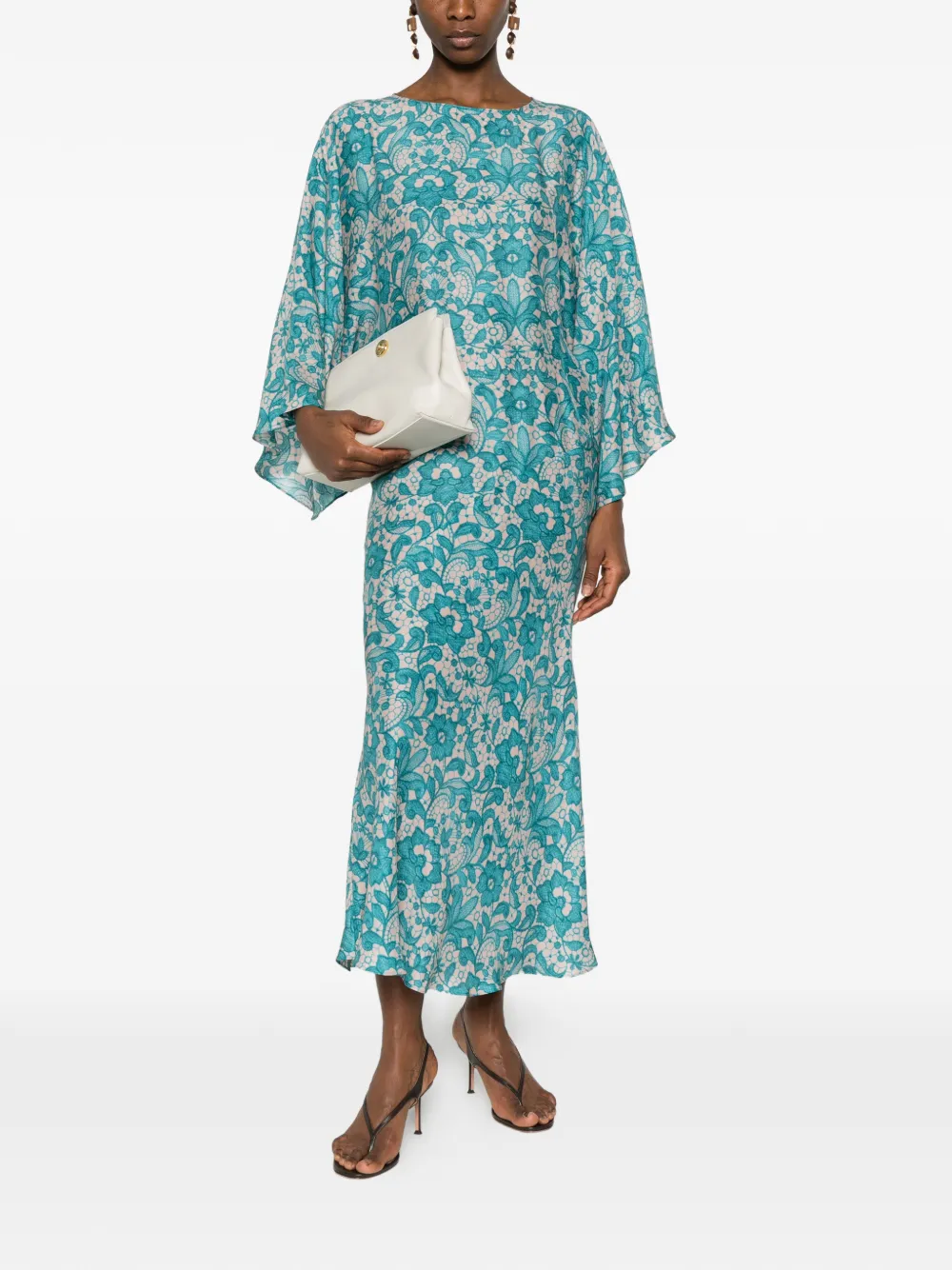  Gianluca Capannolo Robbie Silk Midi Dress - Blue 