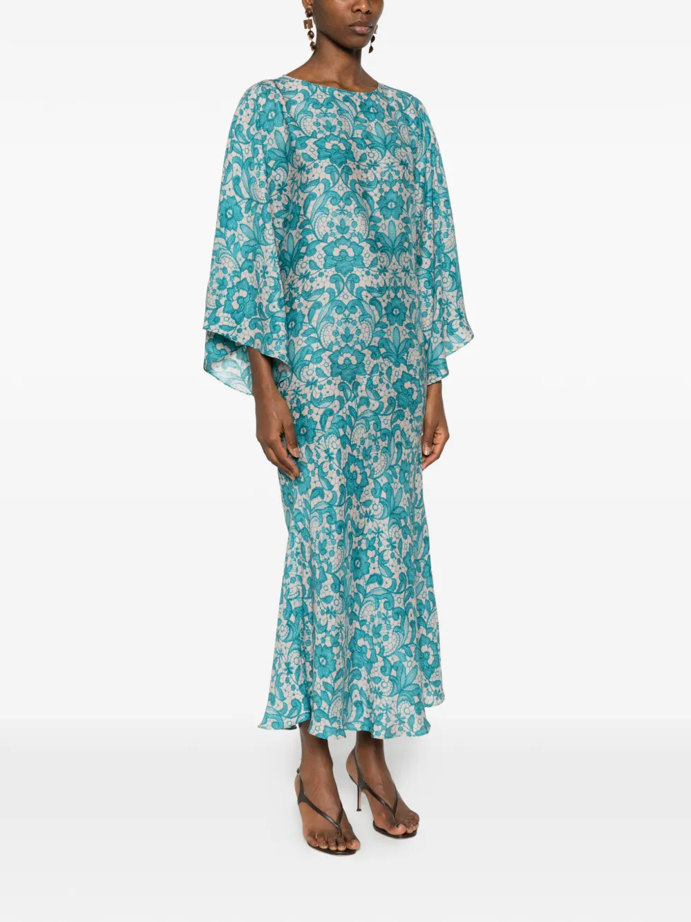  Gianluca Capannolo Robbie Silk Midi Dress - Blue 