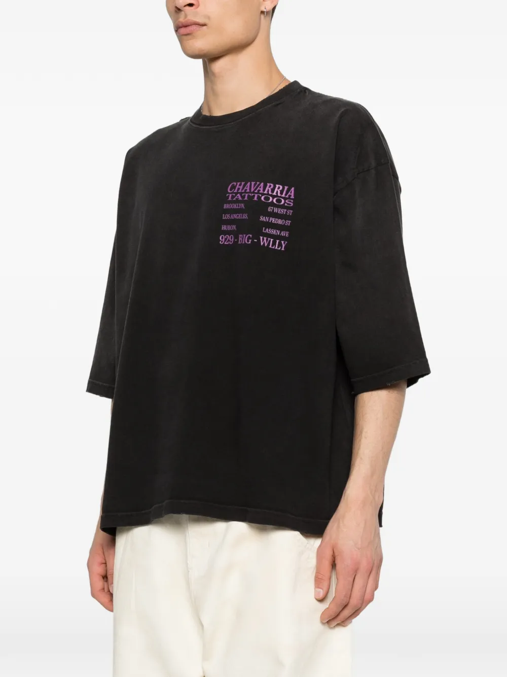 Willy Chavarria T-shirt met grafische print Zwart