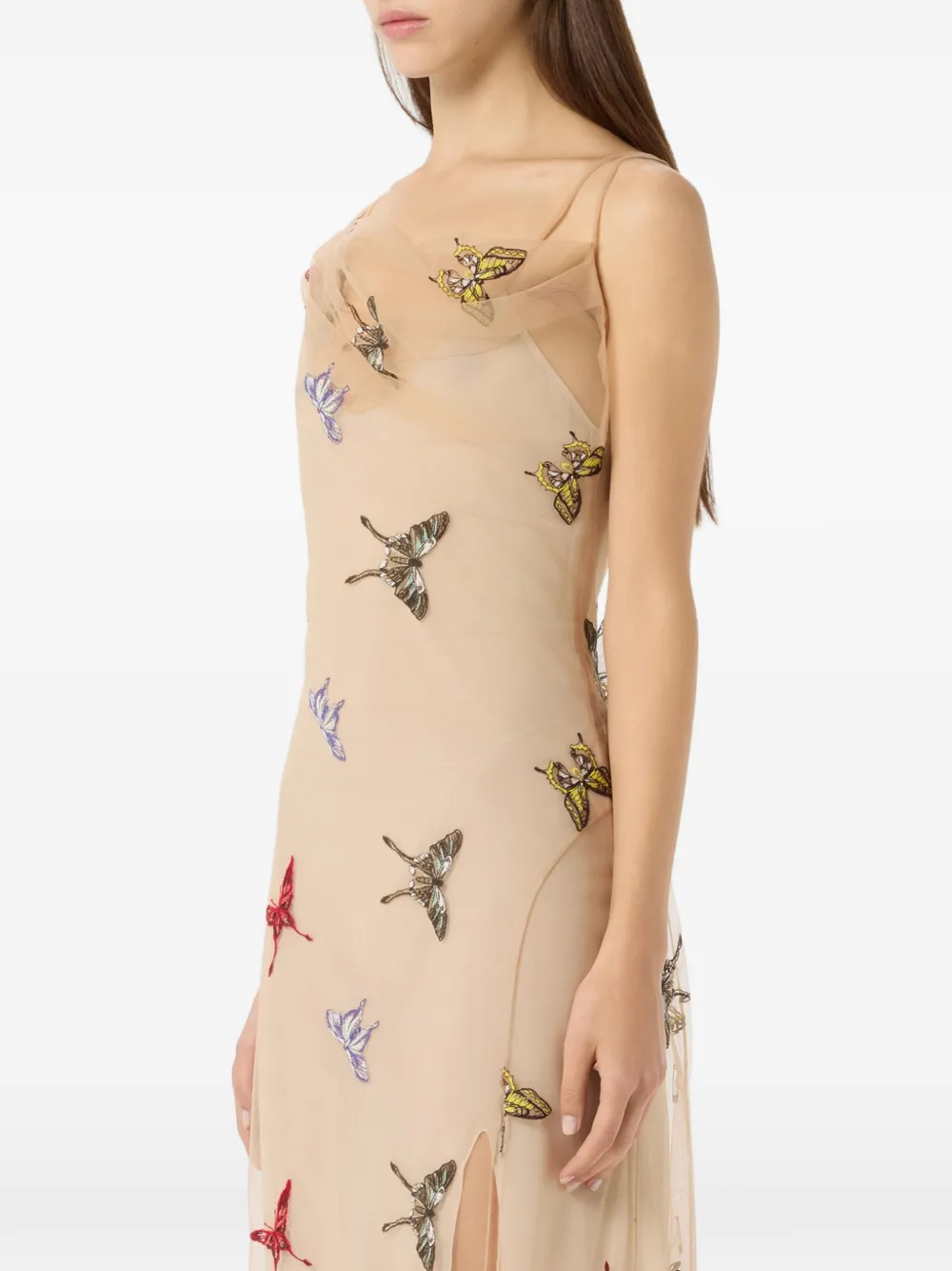 Blumarine Tulen maxi-jurk Beige