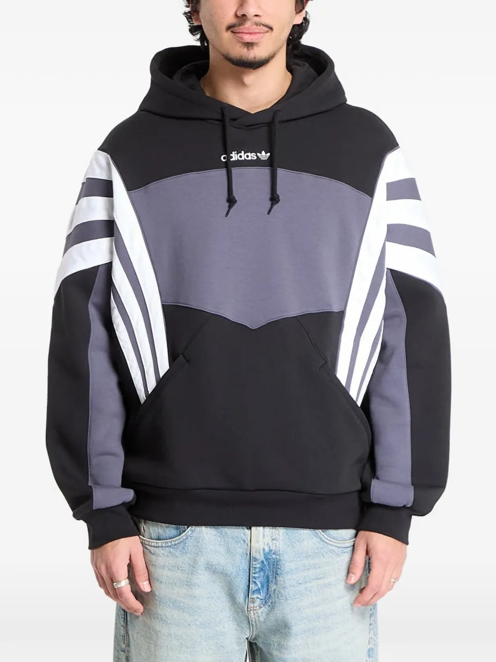 adidas stripe-detail hoodie - Nero