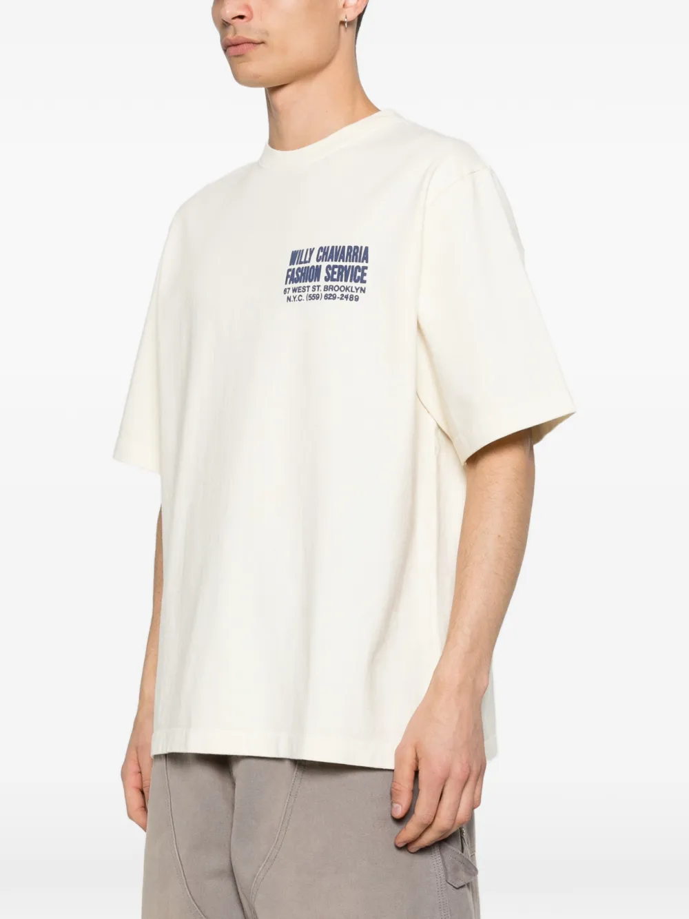 Willy Chavarria T-shirt met korte mouwen en grafische print Beige