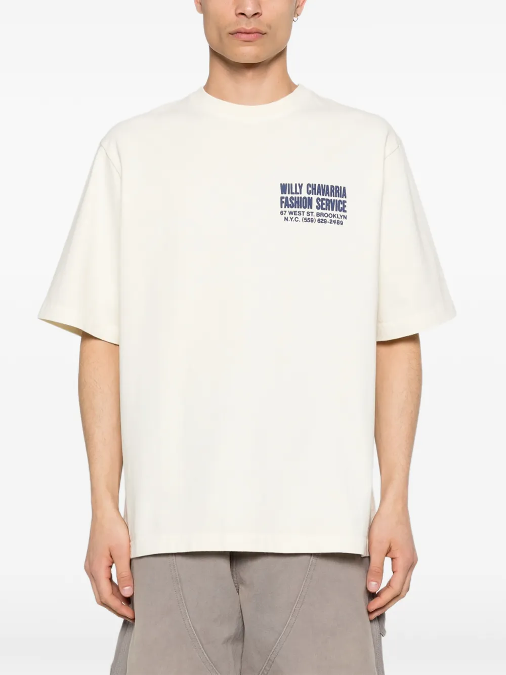 Willy Chavarria T-shirt met korte mouwen en grafische print Beige