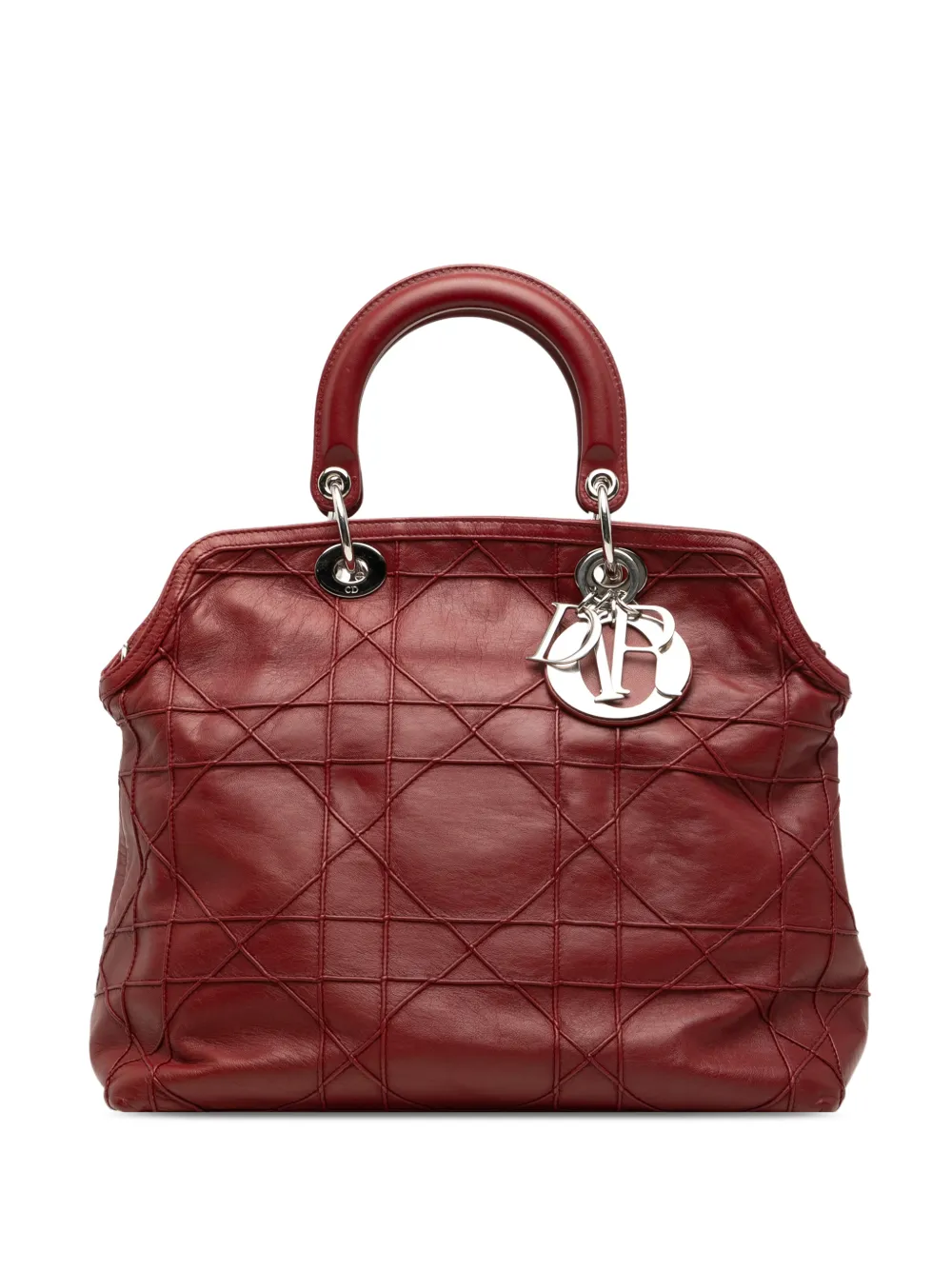 Christian Dior Pre-Owned 2010 Medium Lambskin Cannage Polochon Granville satchel - Rosso