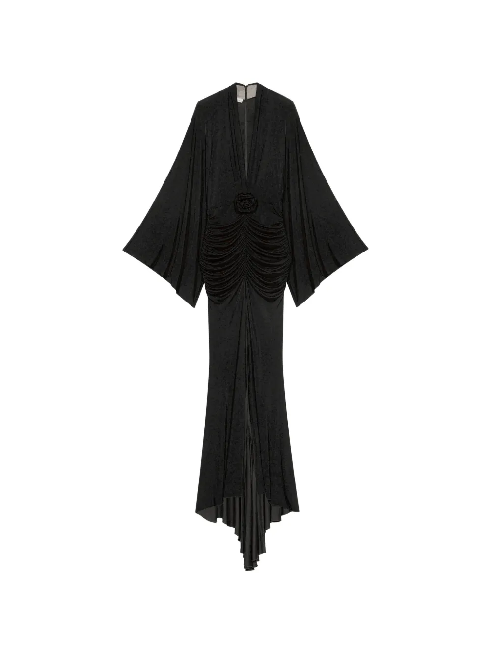 Blumarine ruched rose-detail dress - Nero