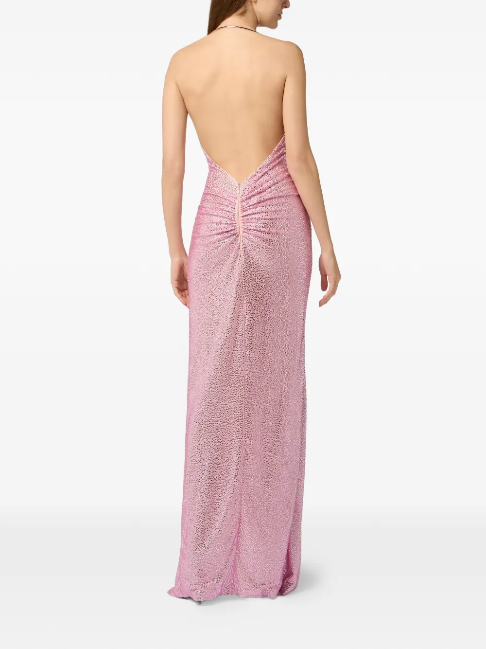 Philipp Plein Piercing Strass Maxi Dress - Pink 