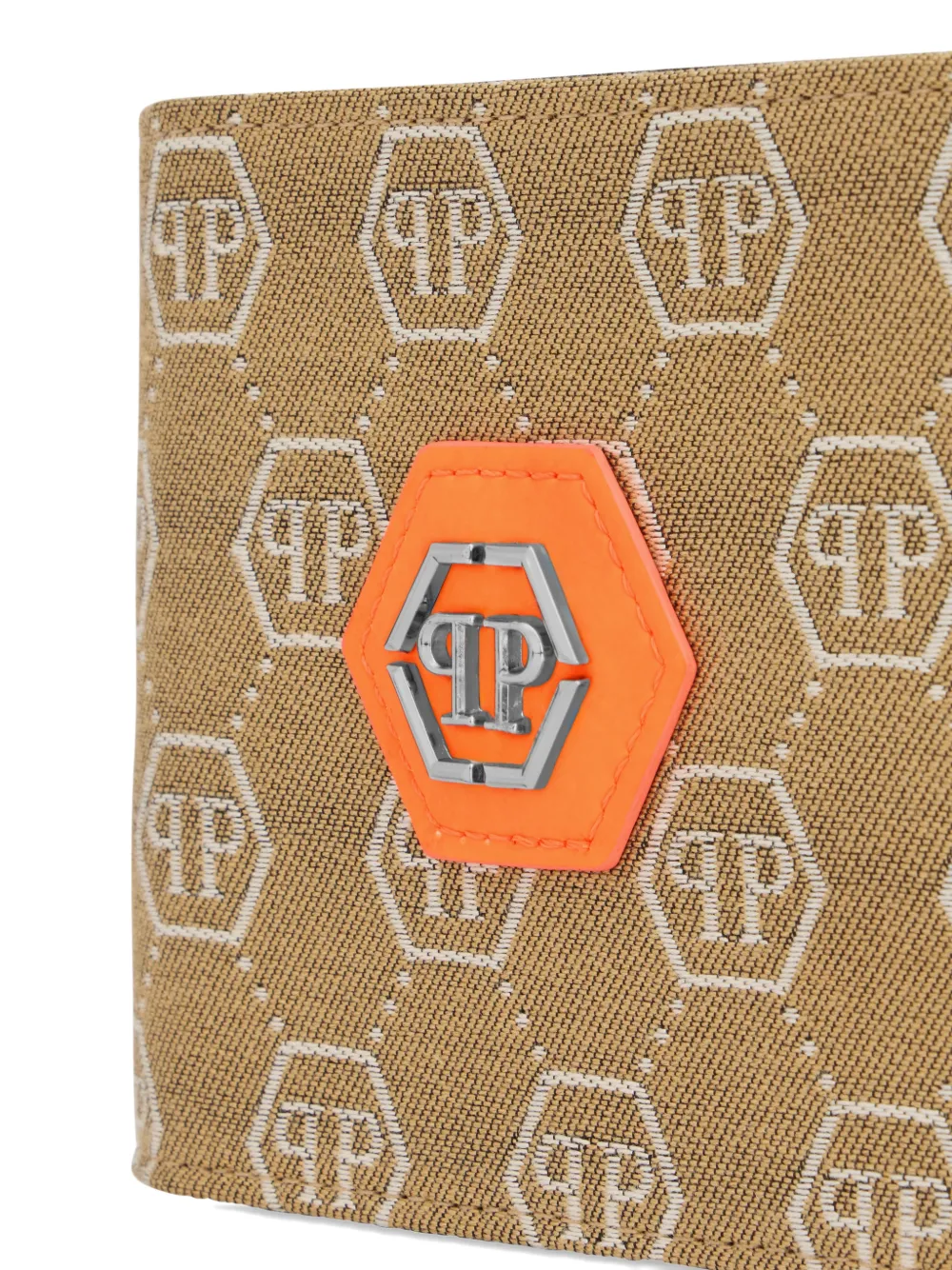Philipp Plein Portemonnee met jacquard en monogram Beige