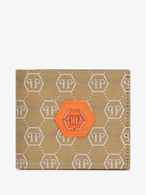 Philipp Plein cartera French con monograma en jacquard
