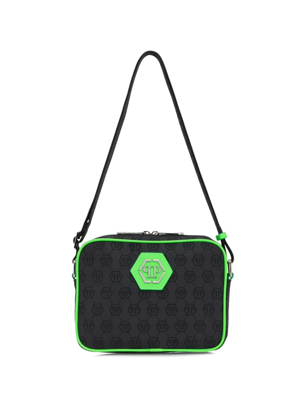 Philipp Plein jacquard monogram messenger bag - Nero