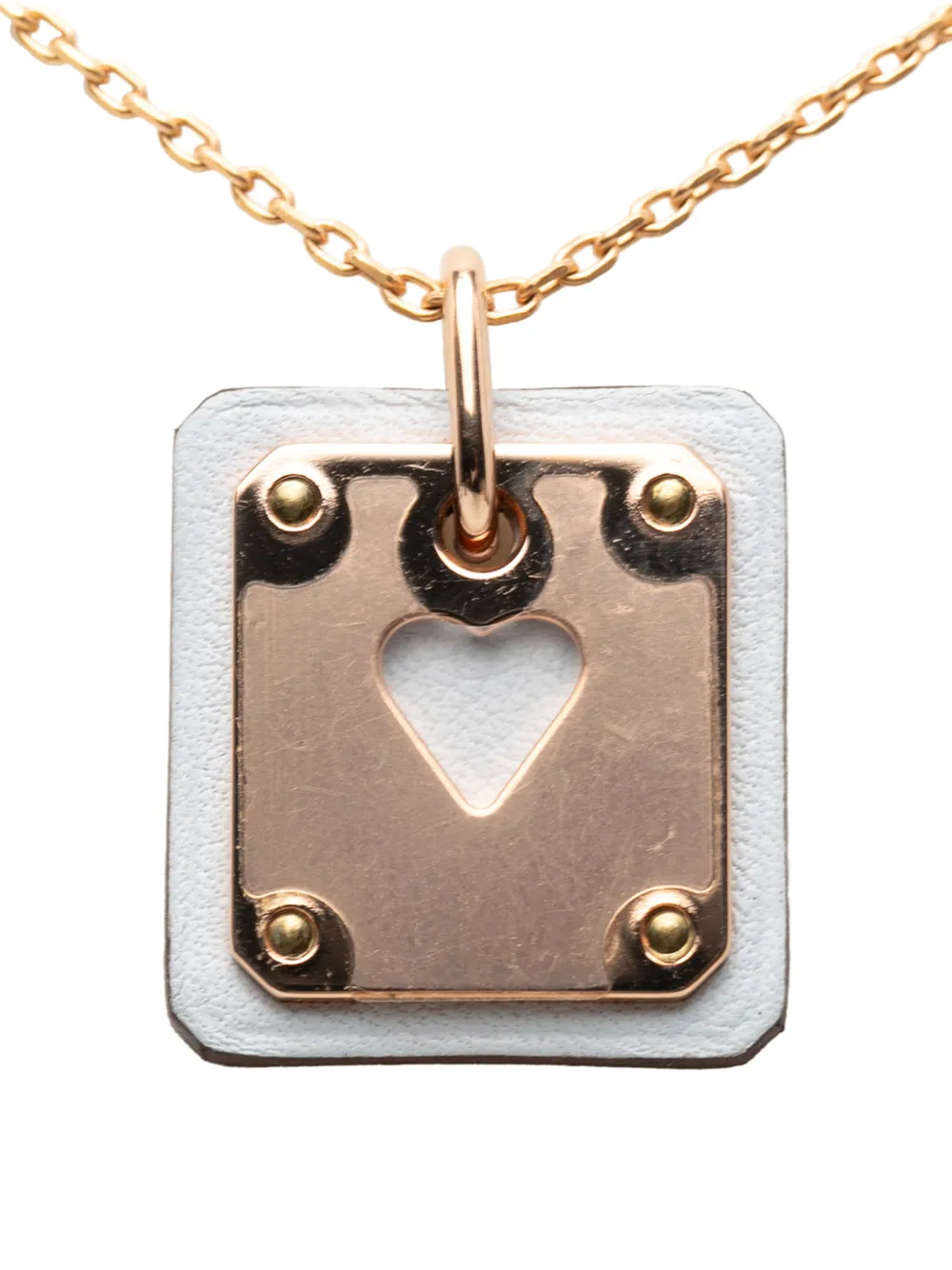 Hermès Pre-Owned 2021 Small Gold Plated and Swift As de Coeur Pendant Necklace costume necklace - Rosa