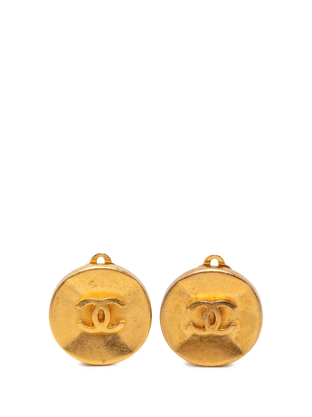 CHANEL Pre-Owned 1994 Gold Plated CC Round Clip On Earrings costume earrings - Oro