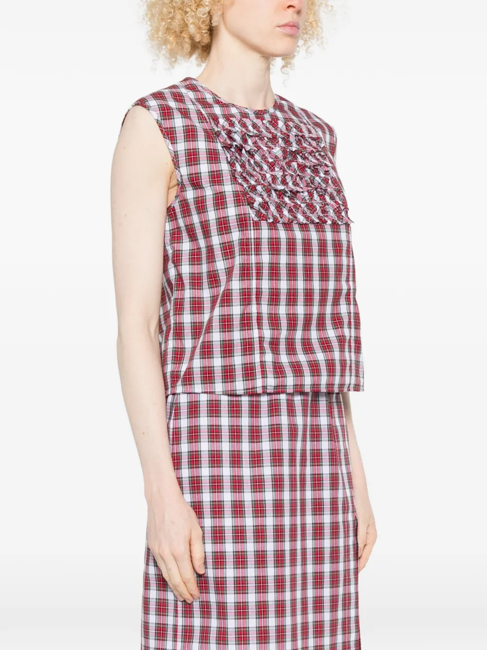  Nº21 Ruffled-detail Check-pattern Blouse - Red 