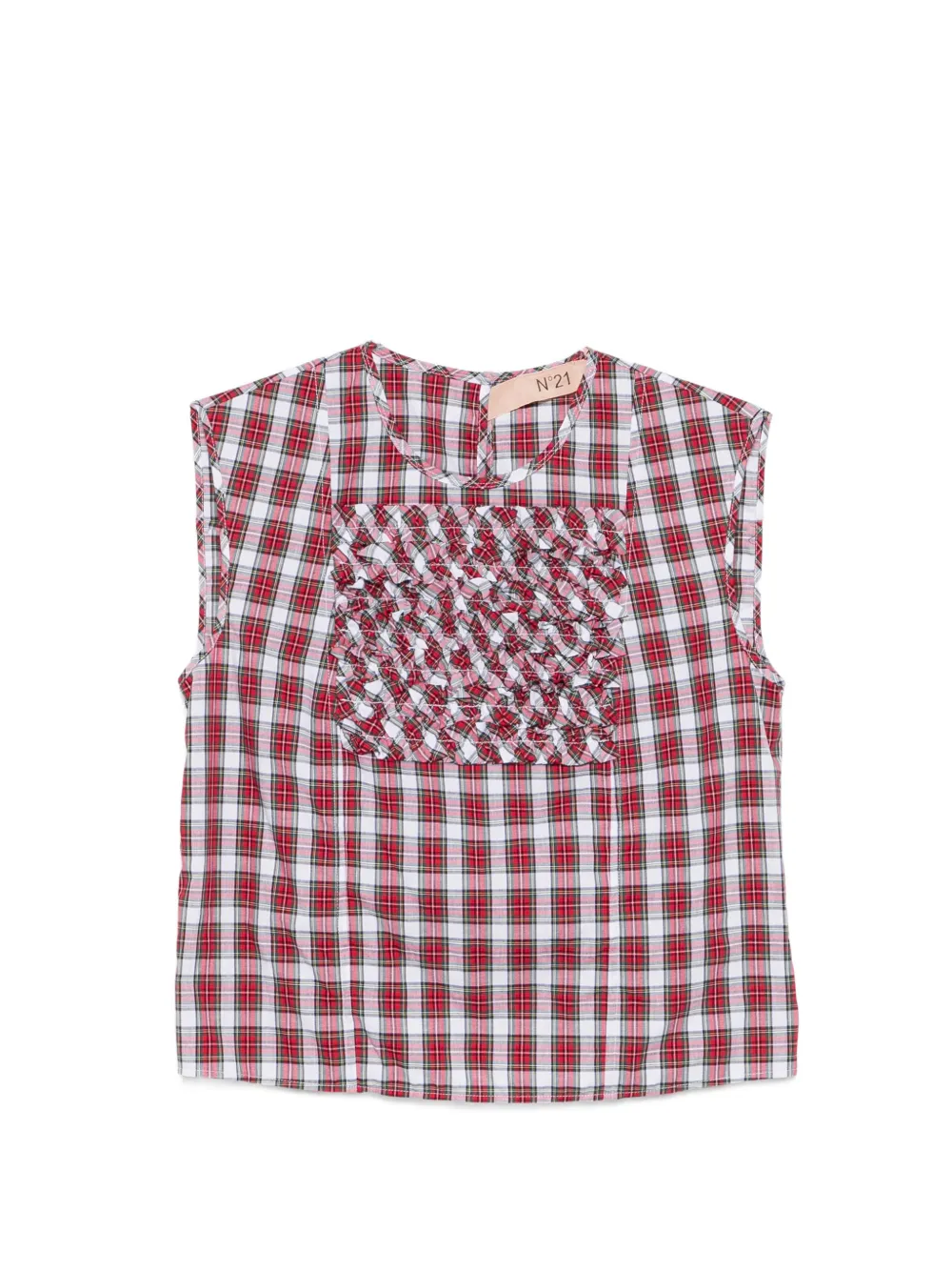 Nº21 ruffled-detail check-pattern blouse - Rosso