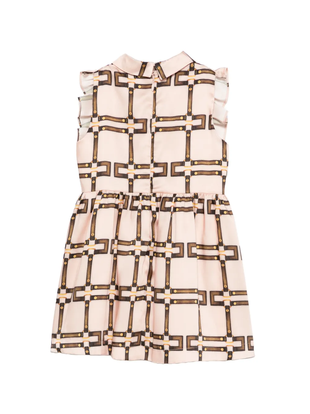 Elisabetta Franchi La Mia Bambina Jurk met print en ruches Beige