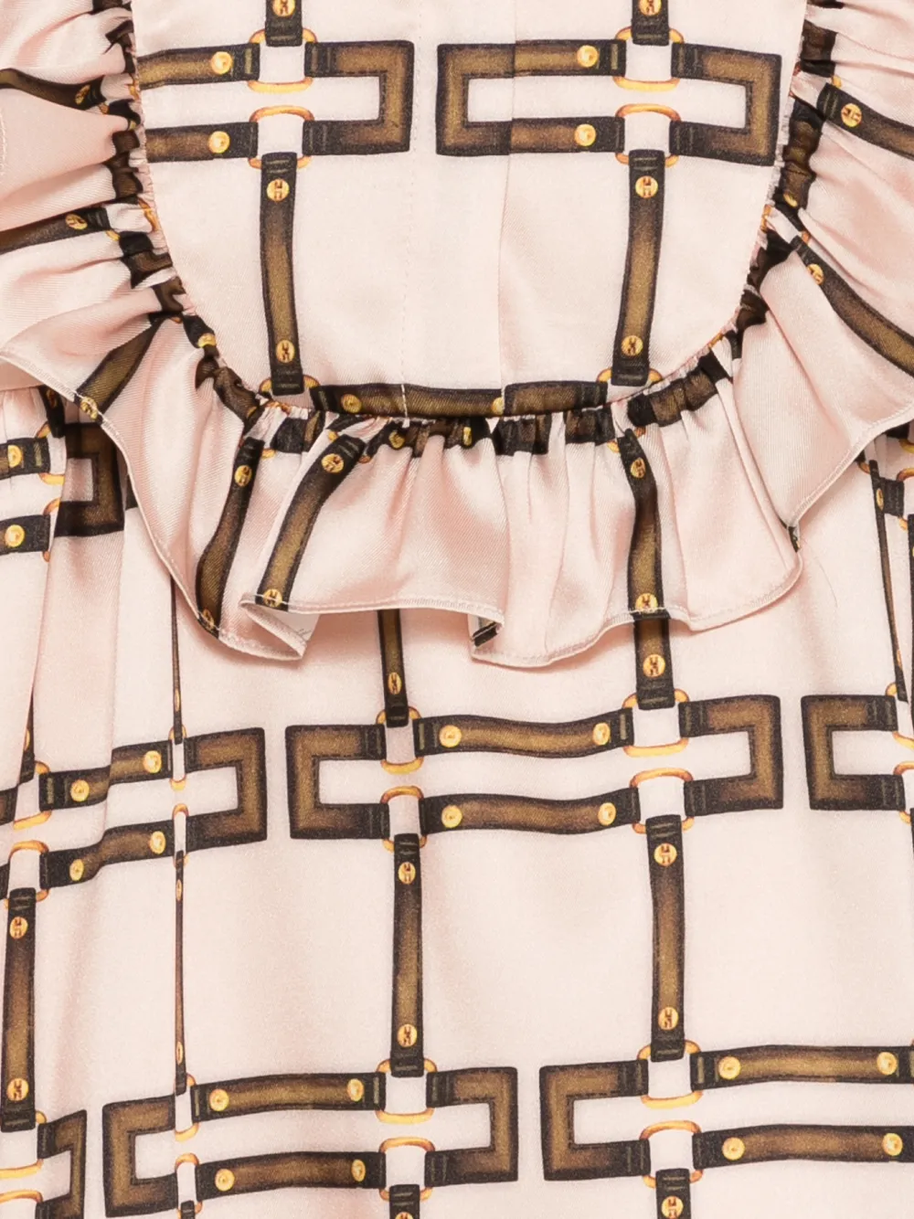 Elisabetta Franchi La Mia Bambina Jurk met print en ruches Beige