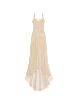 sachin and babi light blue dress BLUMARINE 1998 Silver Satin Draped Gown (S)