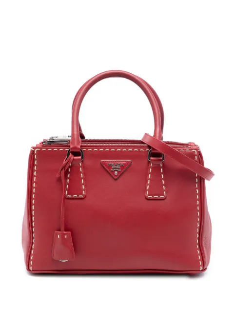 Prada Pre-Owned 2000-2025 Small City Calf Hand Stitched Galleria Double Zip satchel