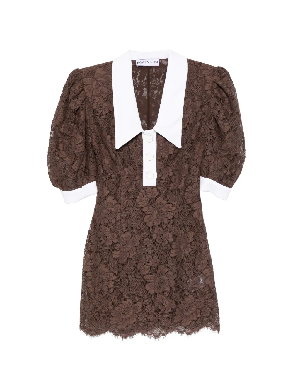 Rowen Rose floral-lace mini dress - Marrone