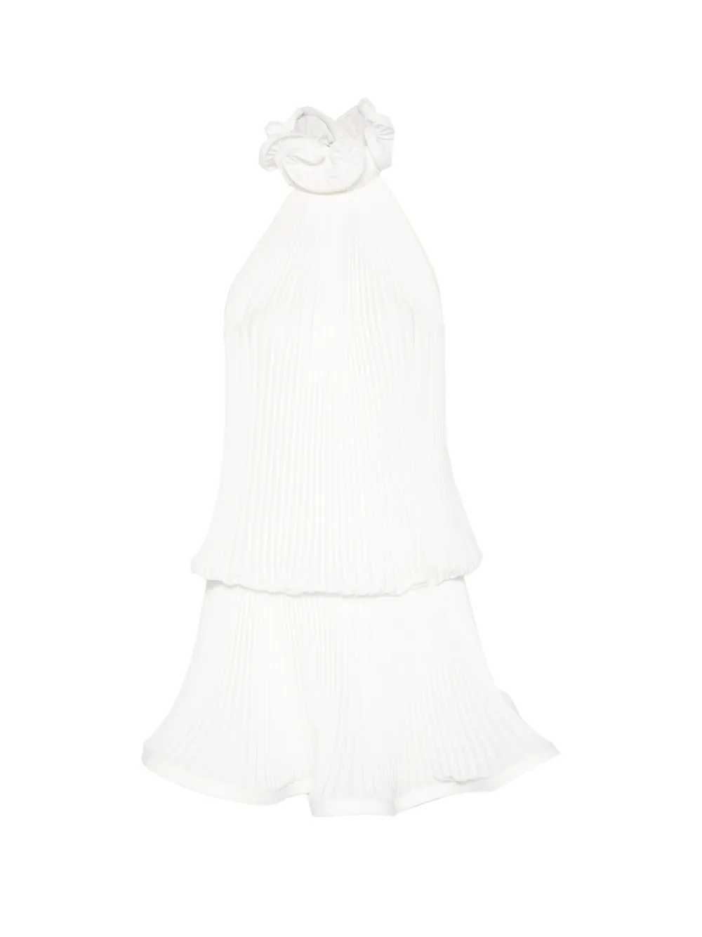 Rowen Rose ruffled-neck mini dress - Bianco