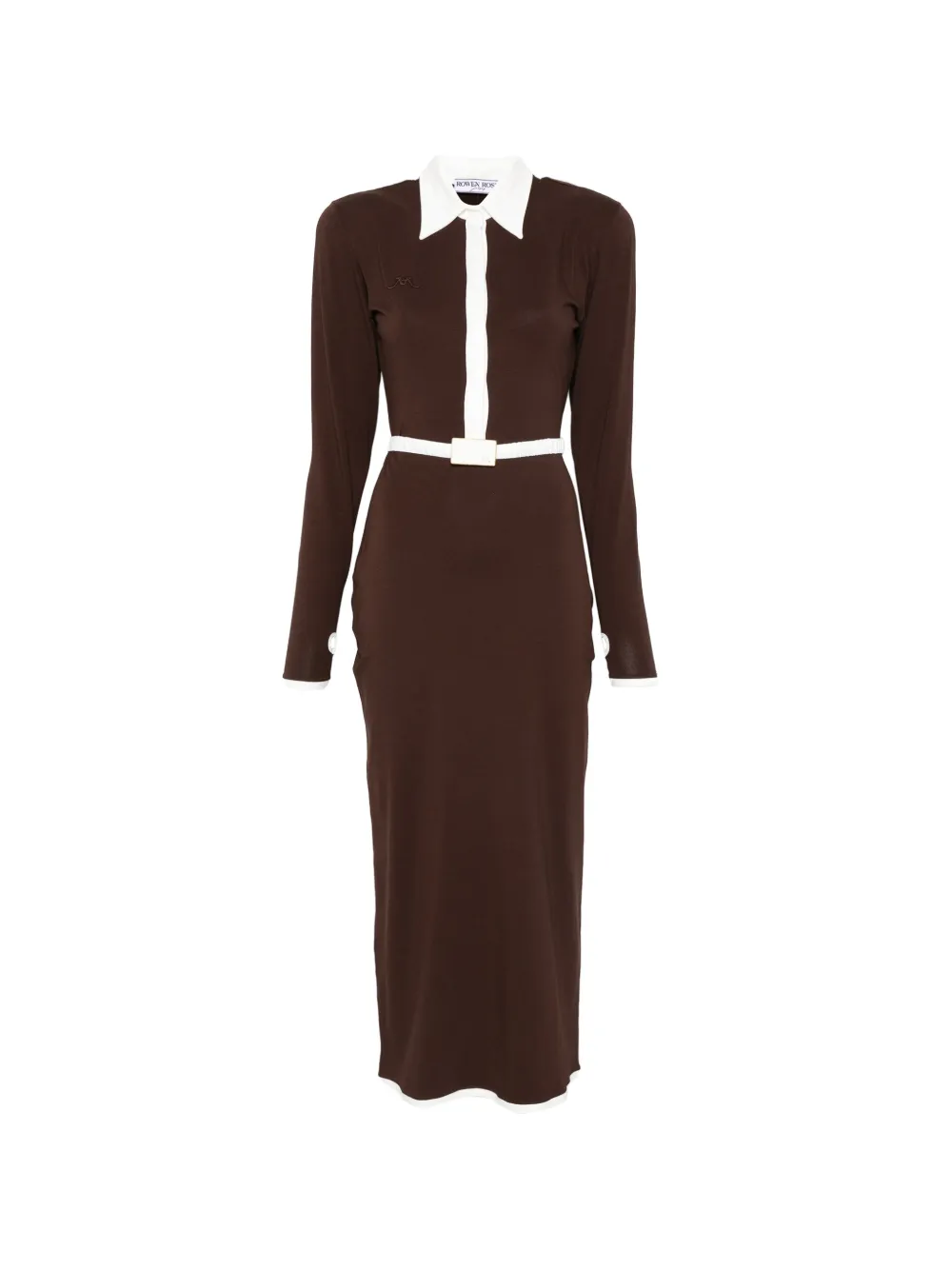 Rowen Rose collared midi dress - Marrone