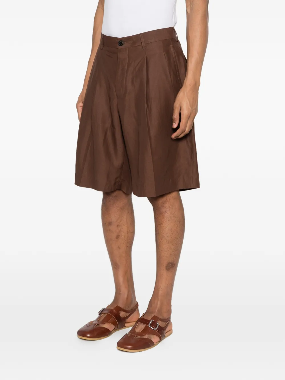Laneus Geplooide shorts Bruin