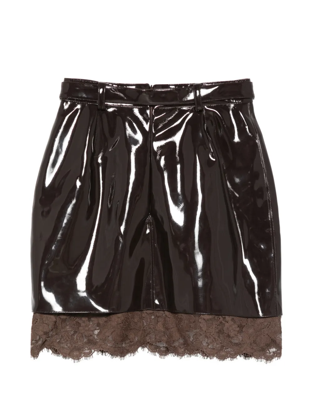  Rowen Rose Belted Lace Mini Skirt - Brown 