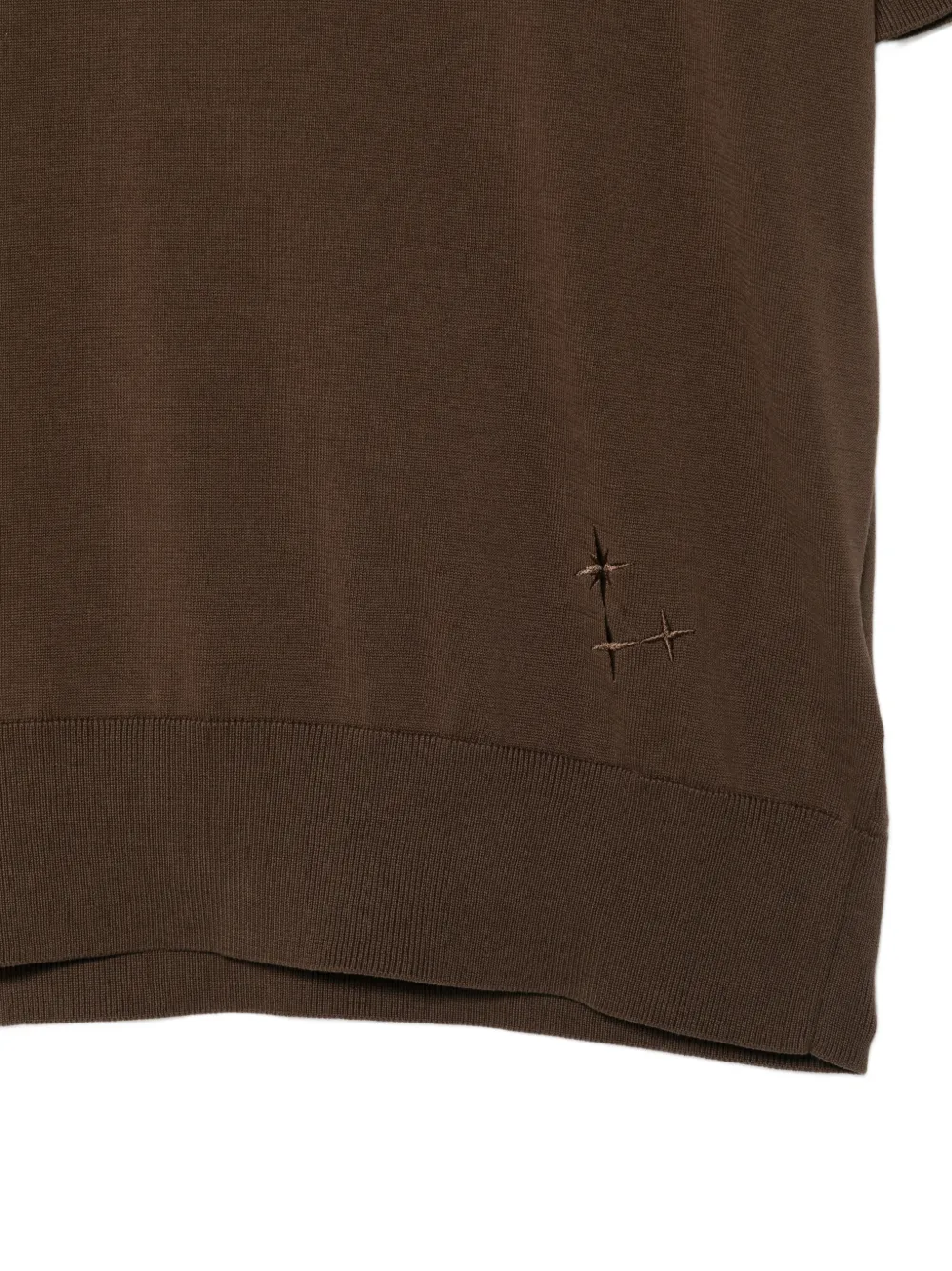  Laneus Distressed Polo Shirt - Brown 