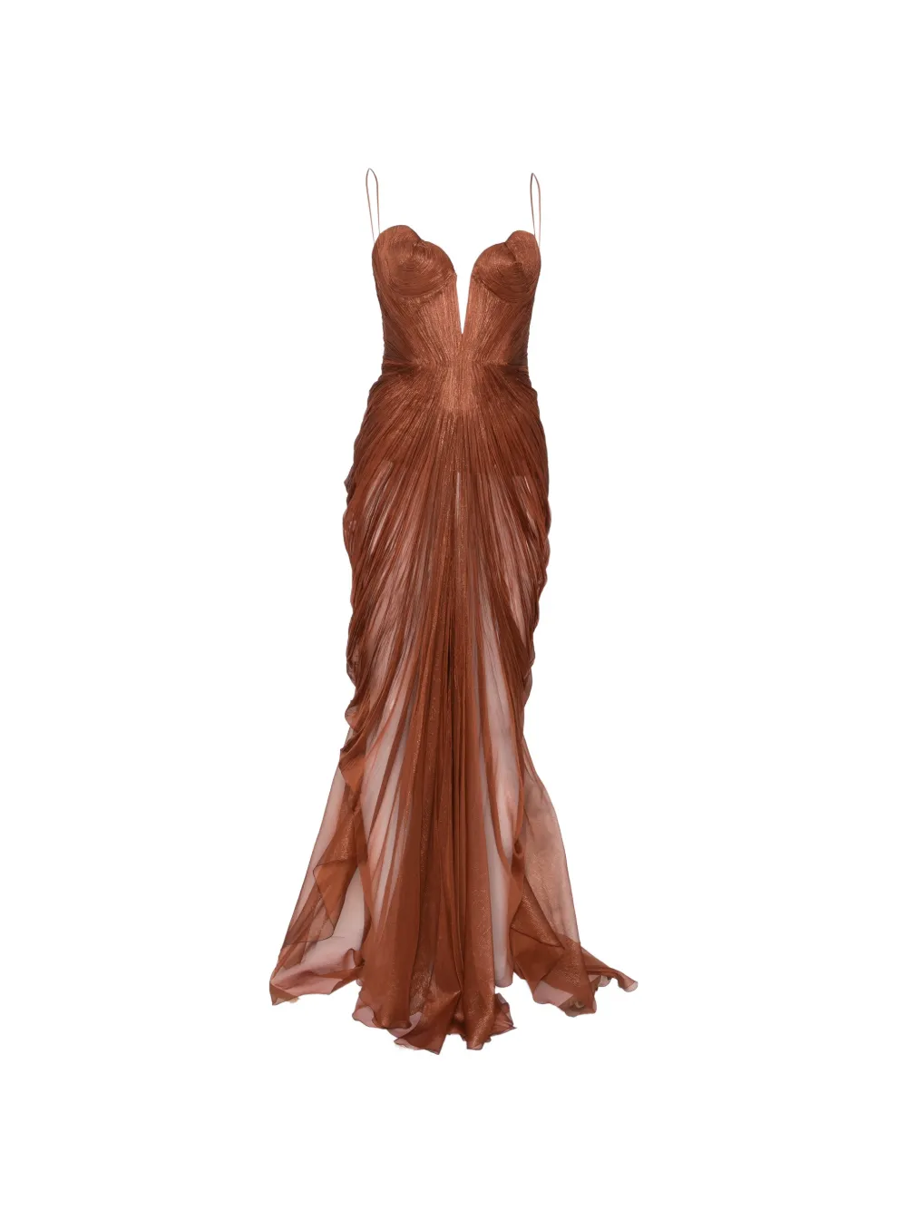 Maria Lucia Hohan Cecilia plissé-effect corset-style maxi dress - Marrone