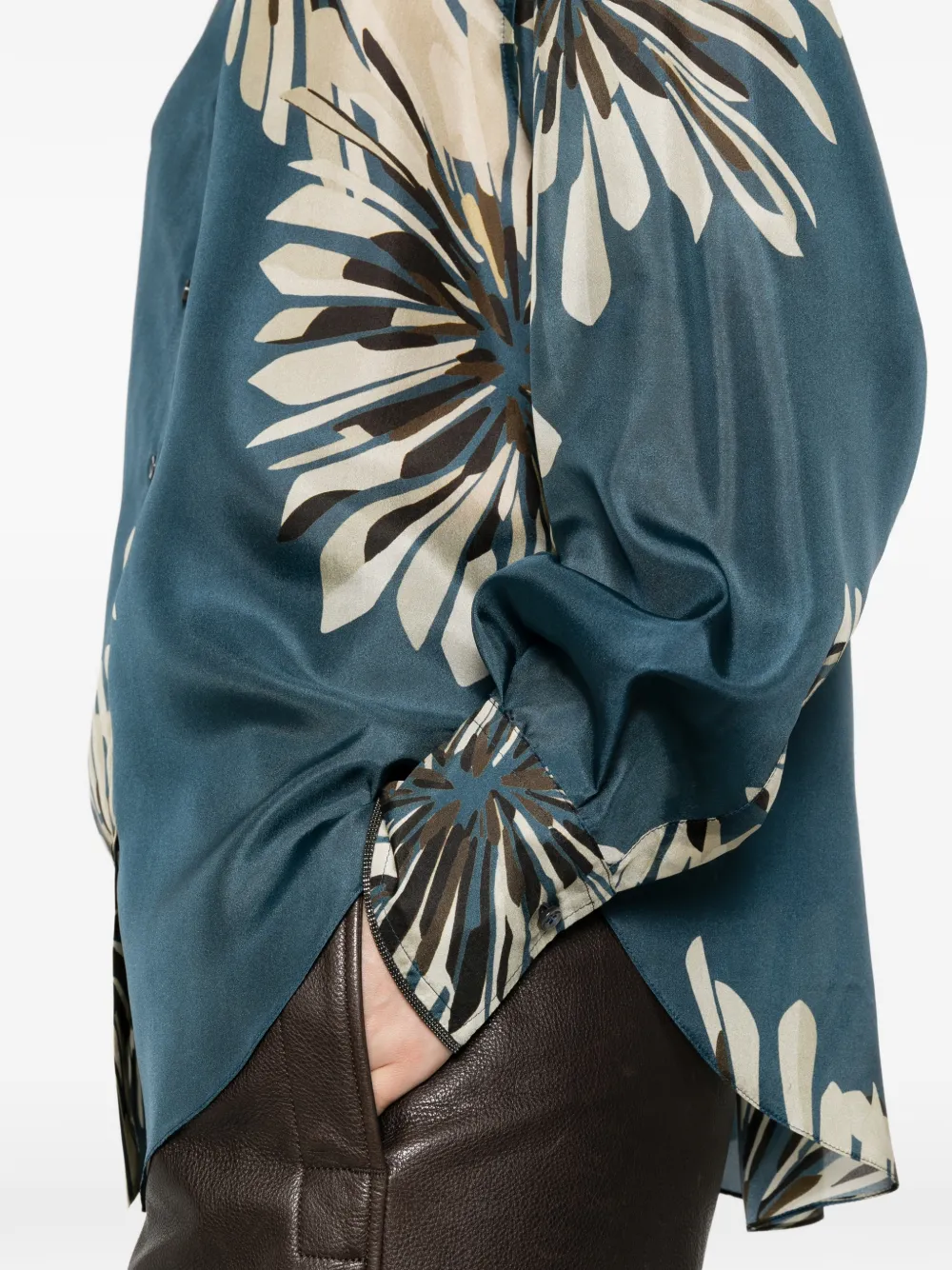 Brunello Cucinelli Blouse met bloemenprint Blauw
