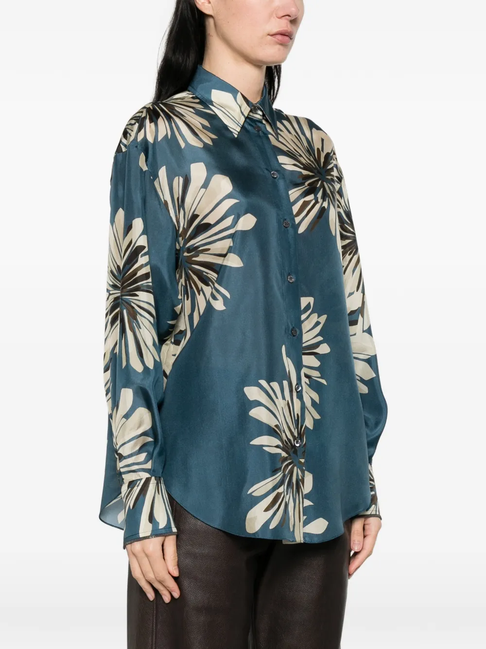 Brunello Cucinelli Blouse met bloemenprint Blauw