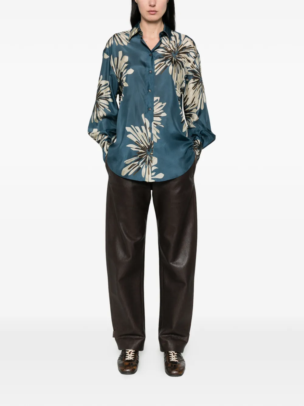 Brunello Cucinelli Blouse met bloemenprint Blauw